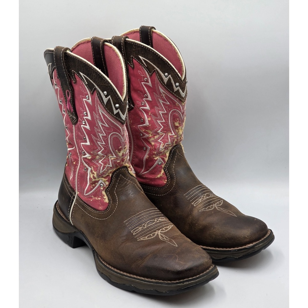 DURANGO Lady Rebel Pink Ribbon Western Boots Women's 8M RD3557 Breast Cancer